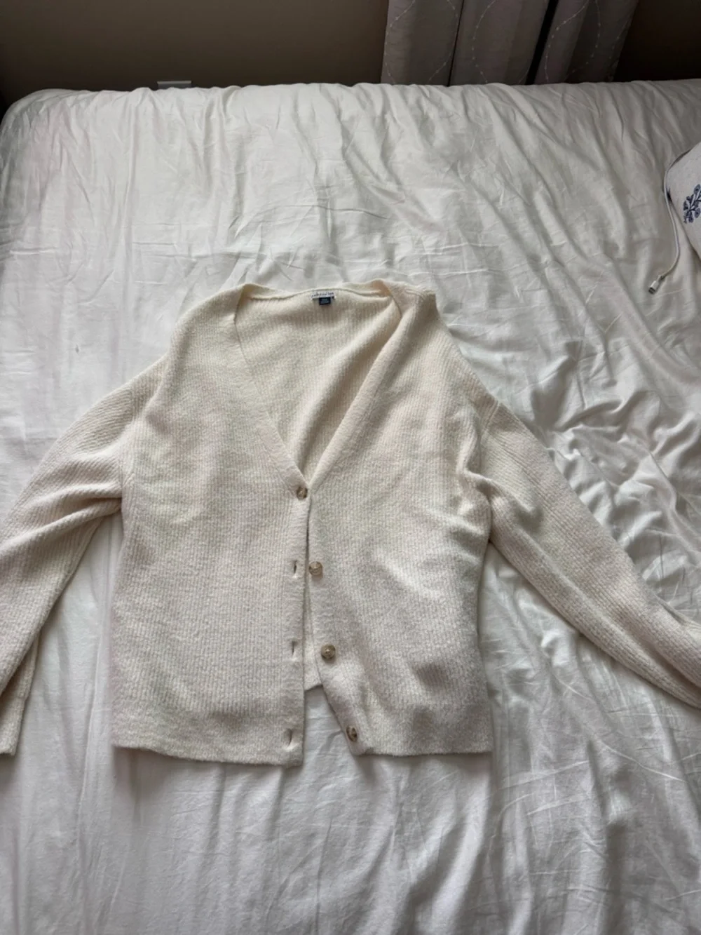 American Rag Cream Button Front V-Neck Cardigan - Picture 1 of 2